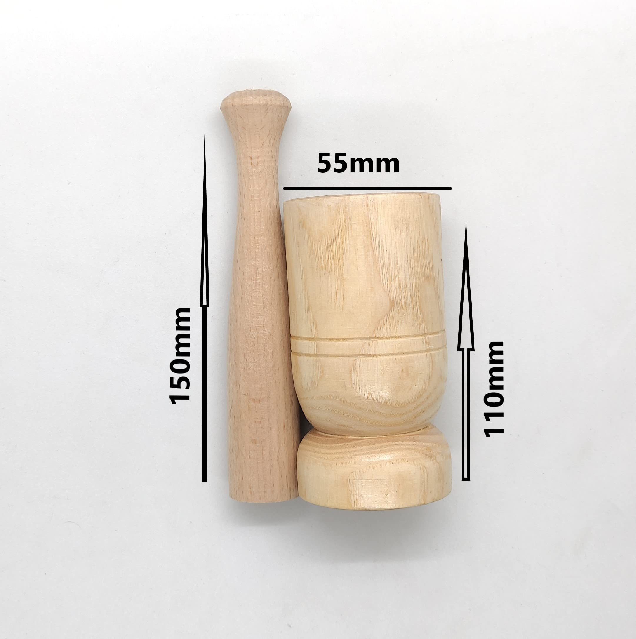 Mortar & Pestle Set, Mortar, Molinillo de especias de mortero de madera hecho de madera, molinillo de especias, tritura fácilmente ajo, jengibre, vainilla, pimienta, nueces, granos de café y especias