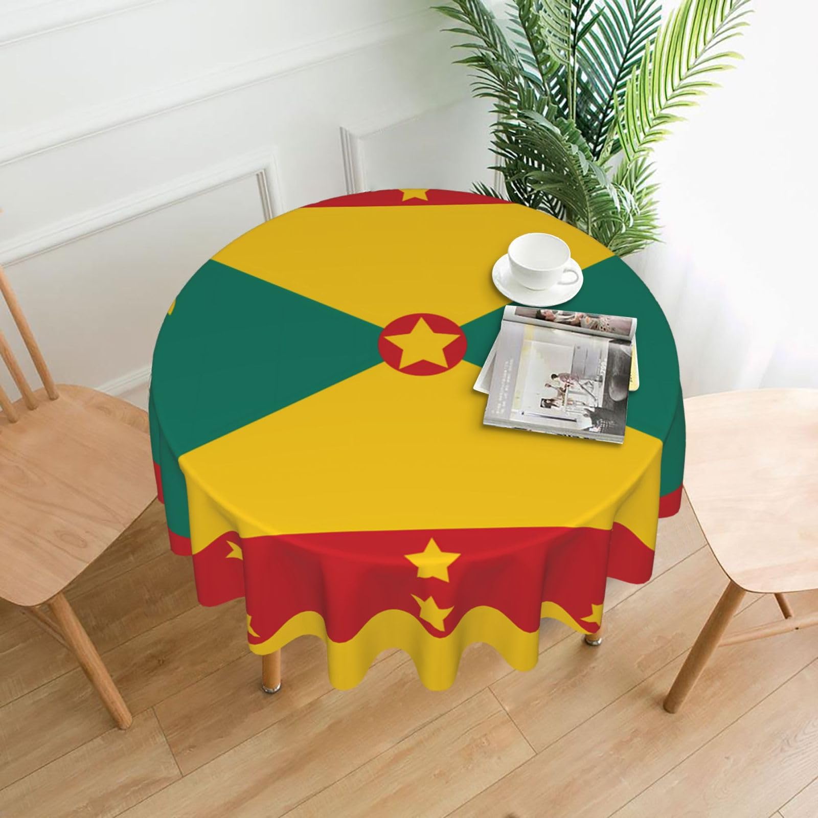 WHJDPP Flag of Grenada Prints Round Table Throw 60 Inch - Waterproof Table Cover for Dining, Coffee Tables - Soft & Wrinkle Resistant Decorative Layer