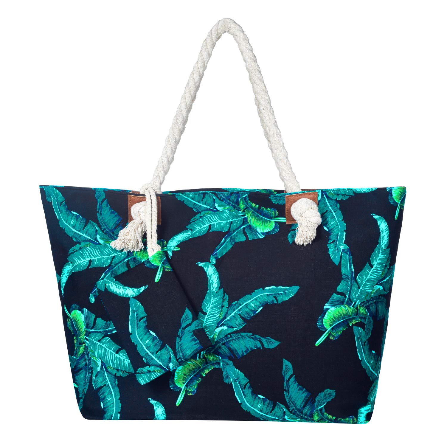 DonDonBolso de playa grande impermeable con cremallera bolso de hombro hojas azules