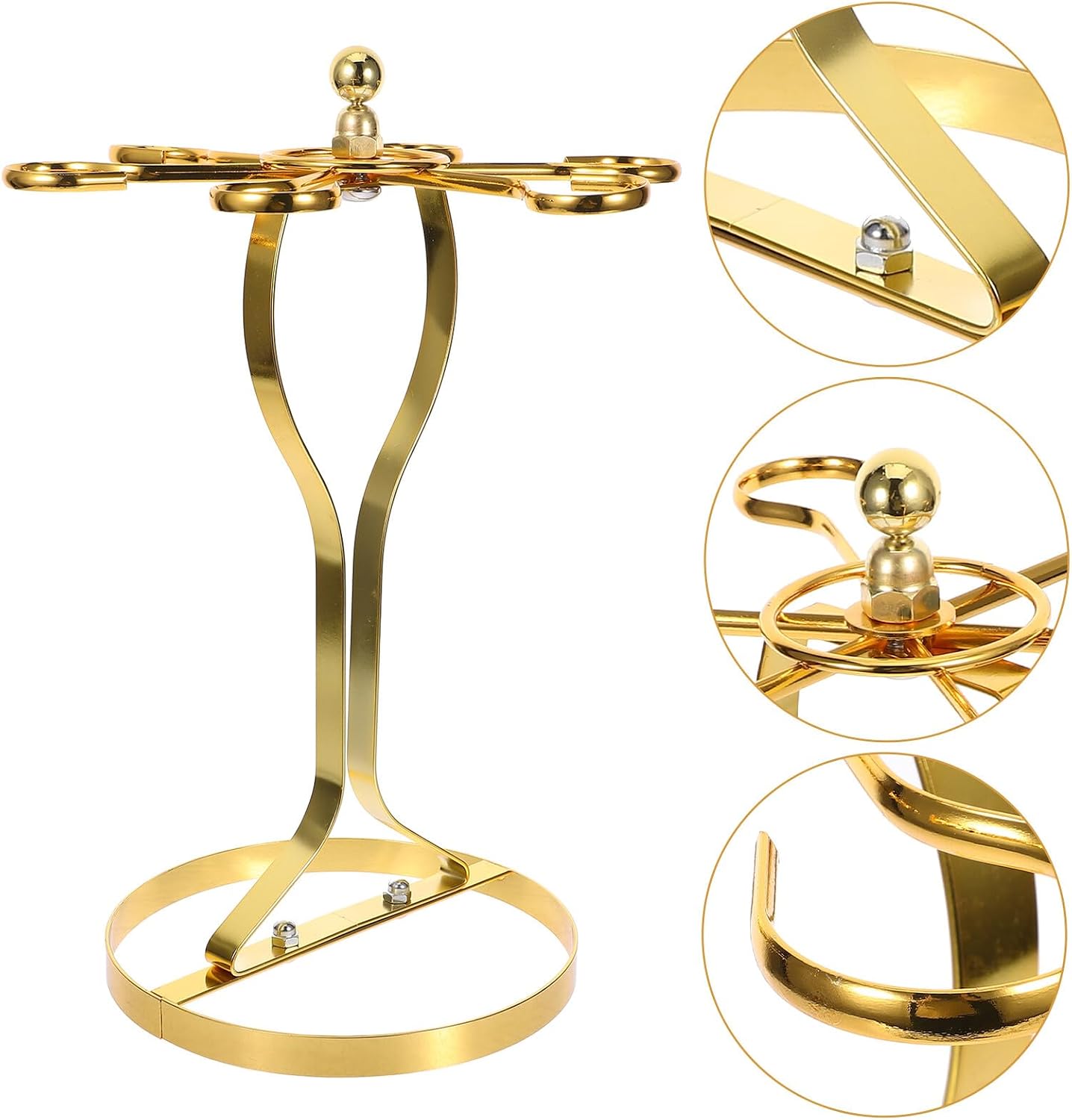Wine Glass Hanging Rack Upside down Stemware Holder Gold Metal Cup Rack Countertop Storage Organizer for Kitchen and Bar