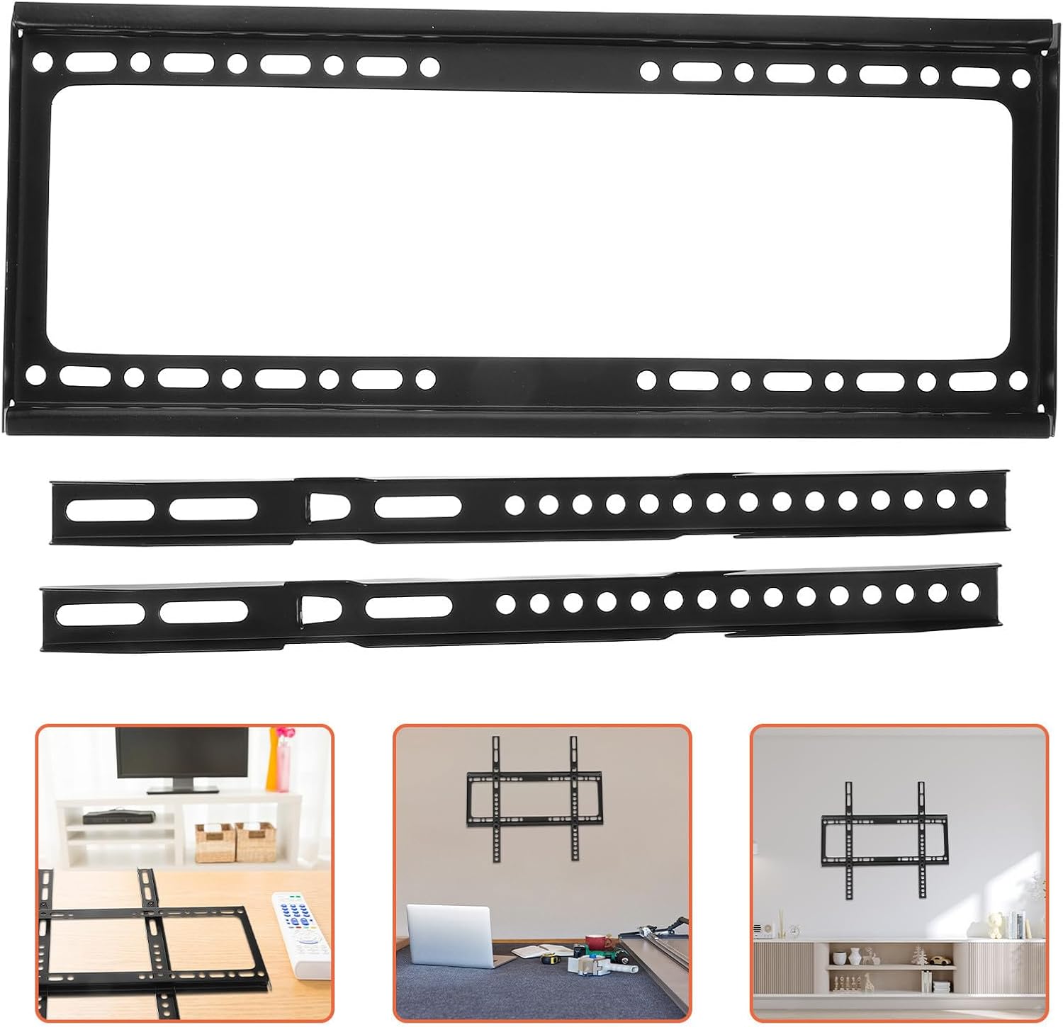 Garneck Universal Black Metal Tv Wall Mount Bracket with Space-Saving Design and Fixed Holder for LED LCD Flat Screen Tvs, Easy to Install and Secure for Home Use