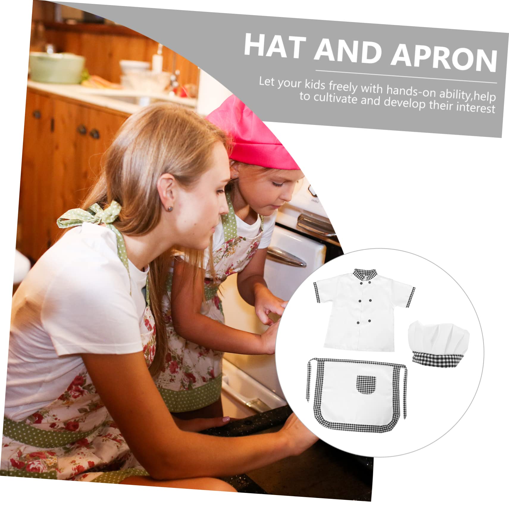 Holibanna Little Chef Clothing Boys and Girls Baking Apron Cooking Playset Chef Hat