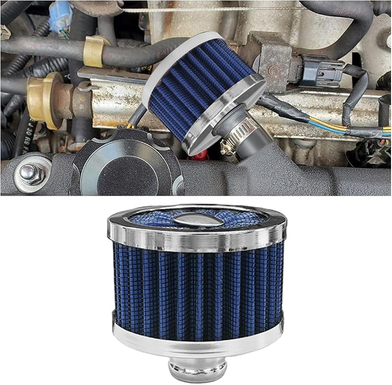 Filtro de ar automotivo BDZMC 23 mm com respiro e elemento filtrante reutilizável – Azul, 1 unidade