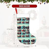 Vista 4 de Retro Cool Camera Collection Print Christmas Stocking, Christmas Tree Decor Stocking, Flannel Cuff With Hanging Ribbonâ€‹