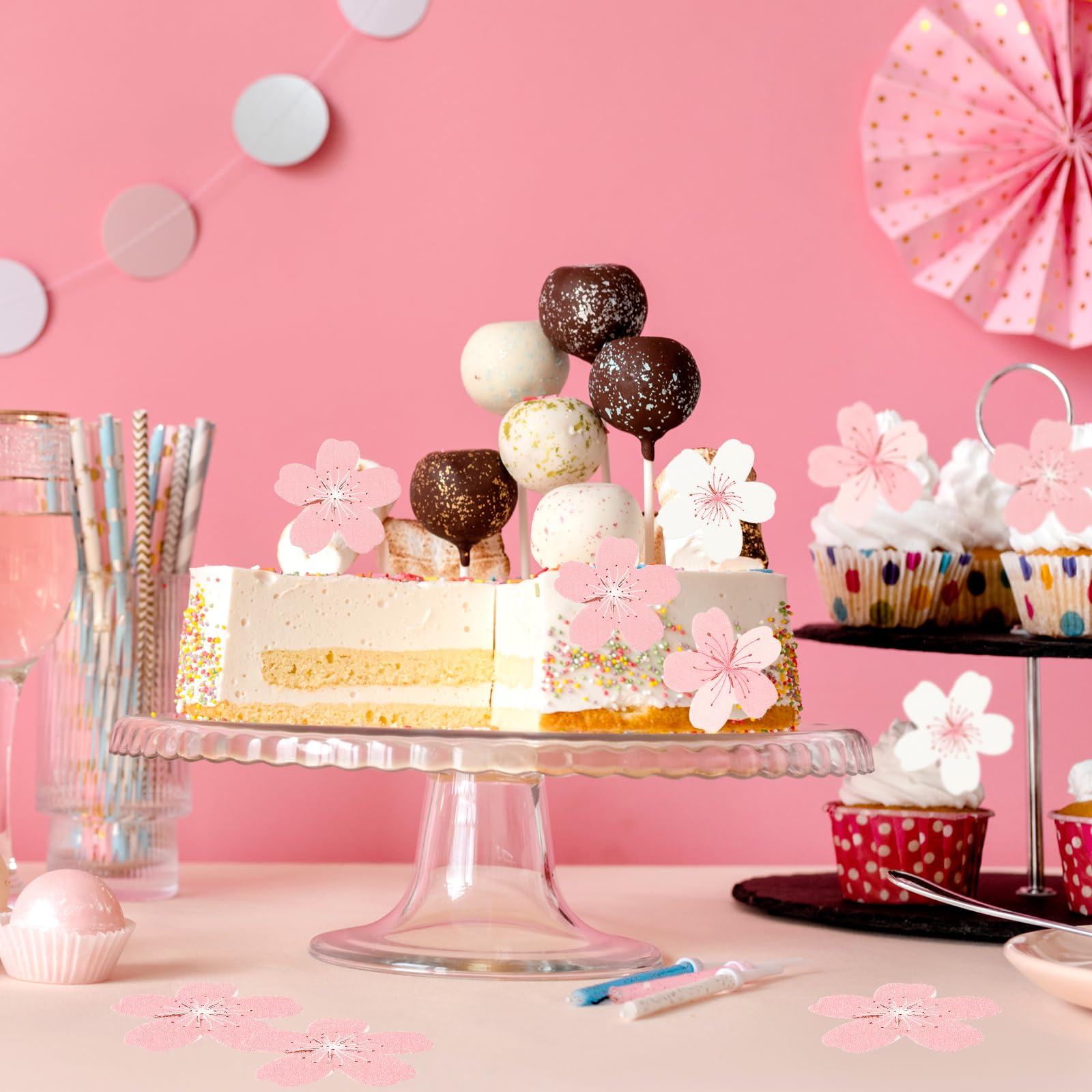 🌸 100 Flores Comestibles De Cerezo Para Cupcakes: Decoración De Papel De Arroz (2.6 Cm) – Bodas, Cumpleaños