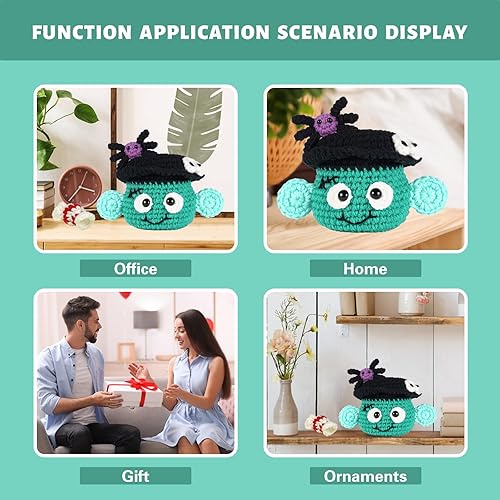 Miniatura 5 de Winmany Kit de ganchillo para principiantes, Halloween, calabaza, animales, bolsa de caramelos, juego de ganchillo, regalo de bricolaje para