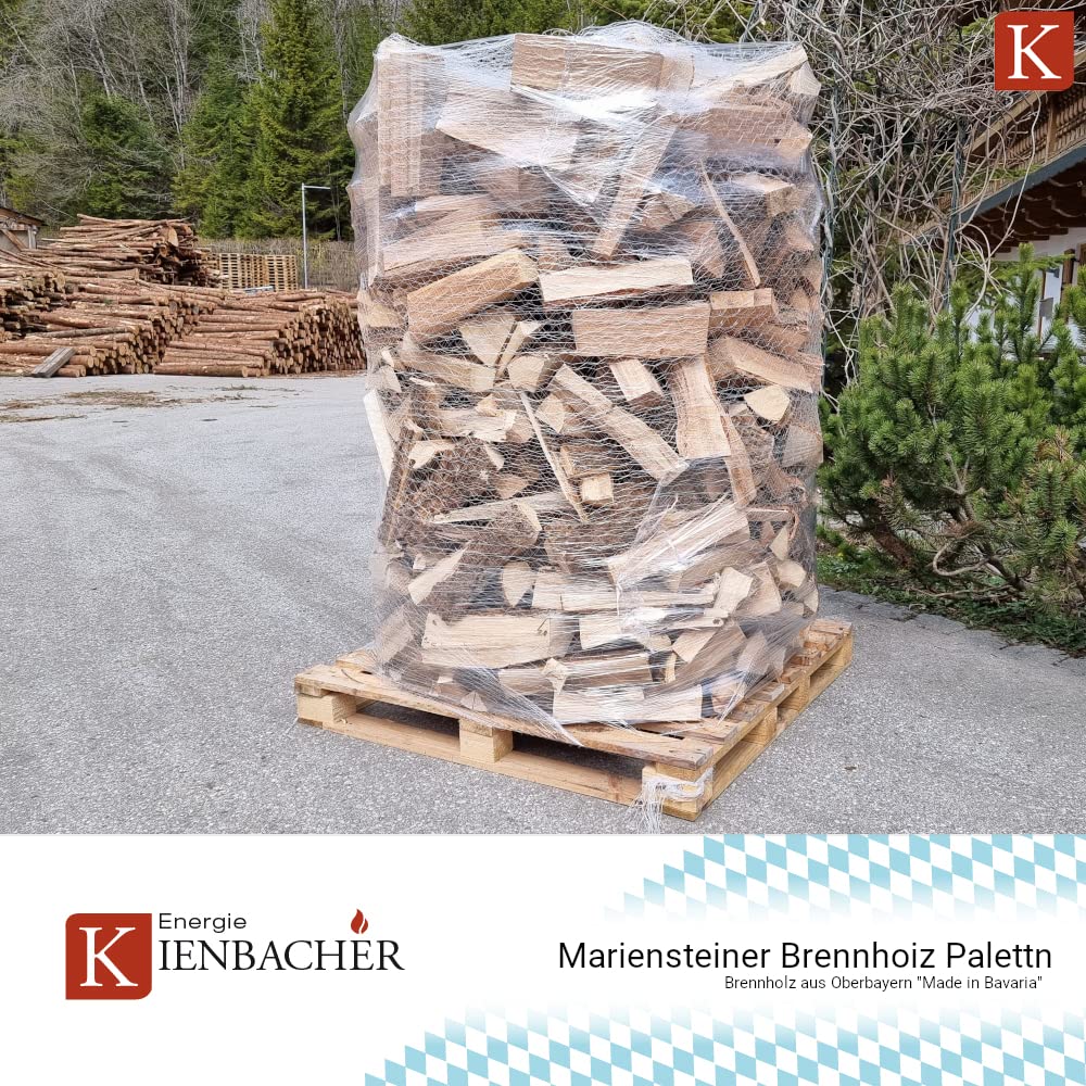 1,6 m³ / SRM Brennholz Buche 25 cm Scheitlänge PEFC-zertifiziert Made in Bavaria Premium Kaminholz Scheitholz Kamin Ofenholz Feuerschale Lagerfeuer Buchenholz trocken | 1 Paletten | Energie Kienbacher