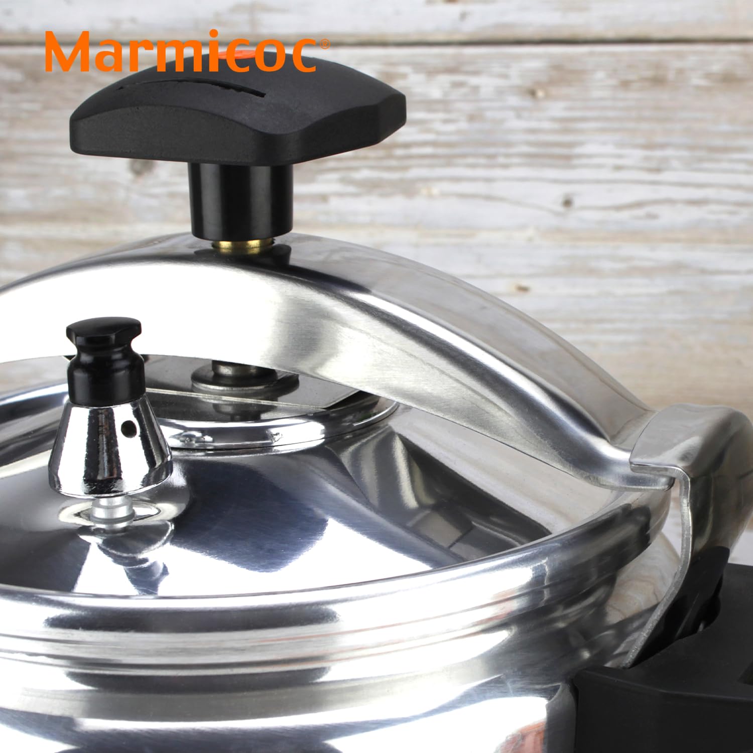 Alumax - Olla a Presión Tradicional de 10L, Aluminio Extra Grueso, 3 Sistemas de Seguridad, Compatible con Vitrocerámica, Gas y Eléctrica