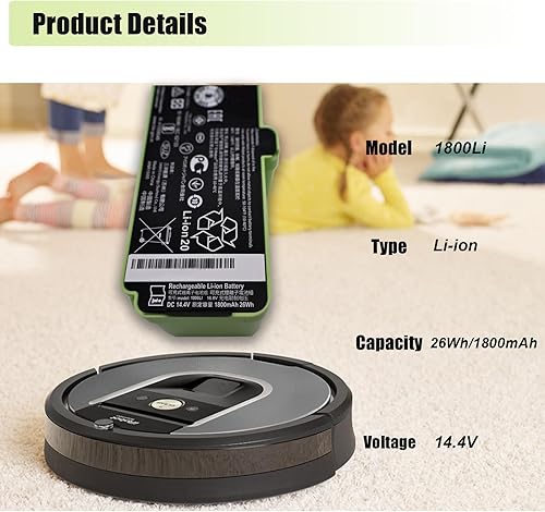 Miniatura 2 de Lcenerga Roomba - Batería de iones de litio para iRobot Roomba 1800Li - Compatible con Roomba 960 895 890 860 695 680 690 690 675 640 614 Series