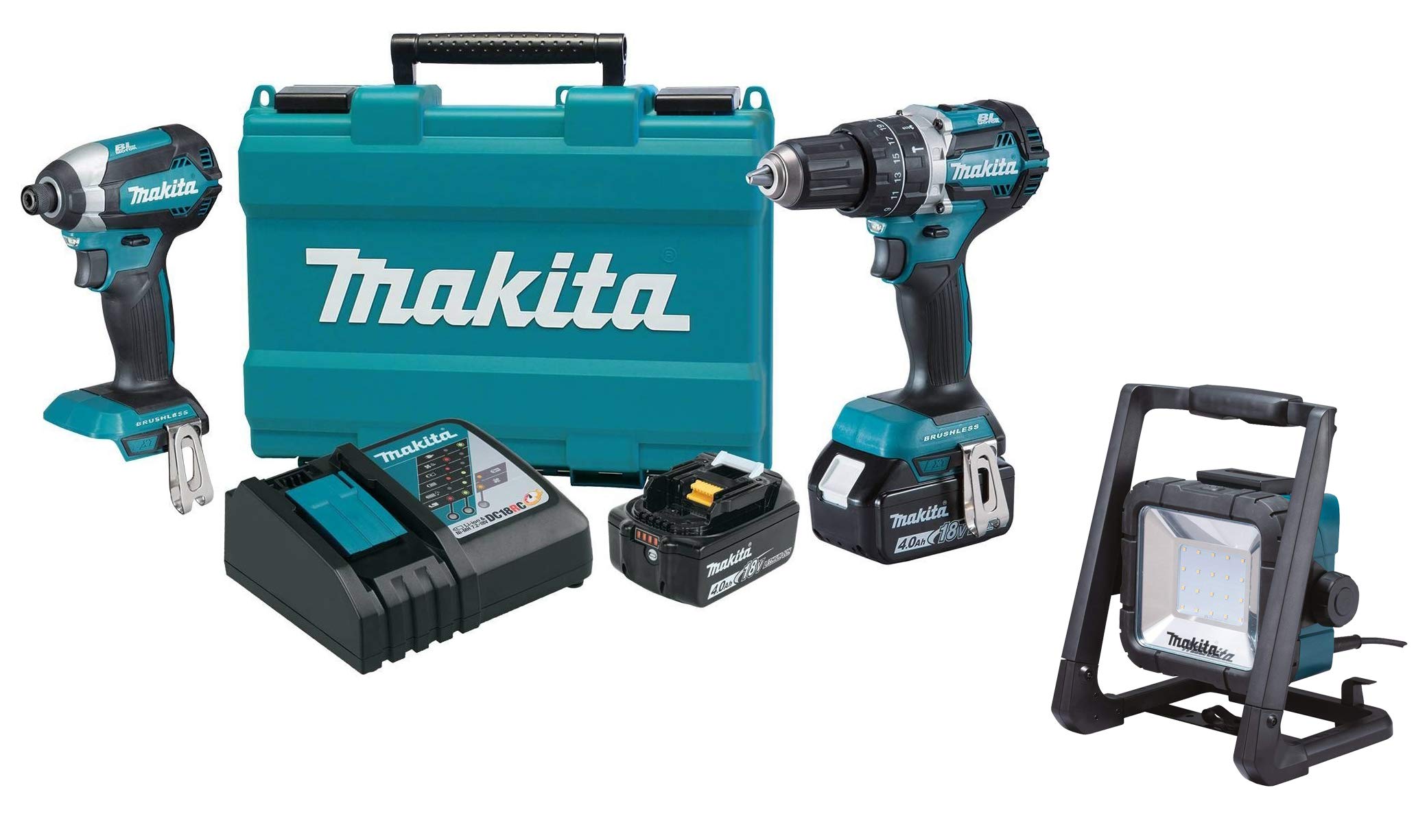 Makita XT269M 18V LXT Lithium-Ion Brushless Cordless 2-Pc. Combo Kit (4.0Ah) & Makita DML805 18V LXT