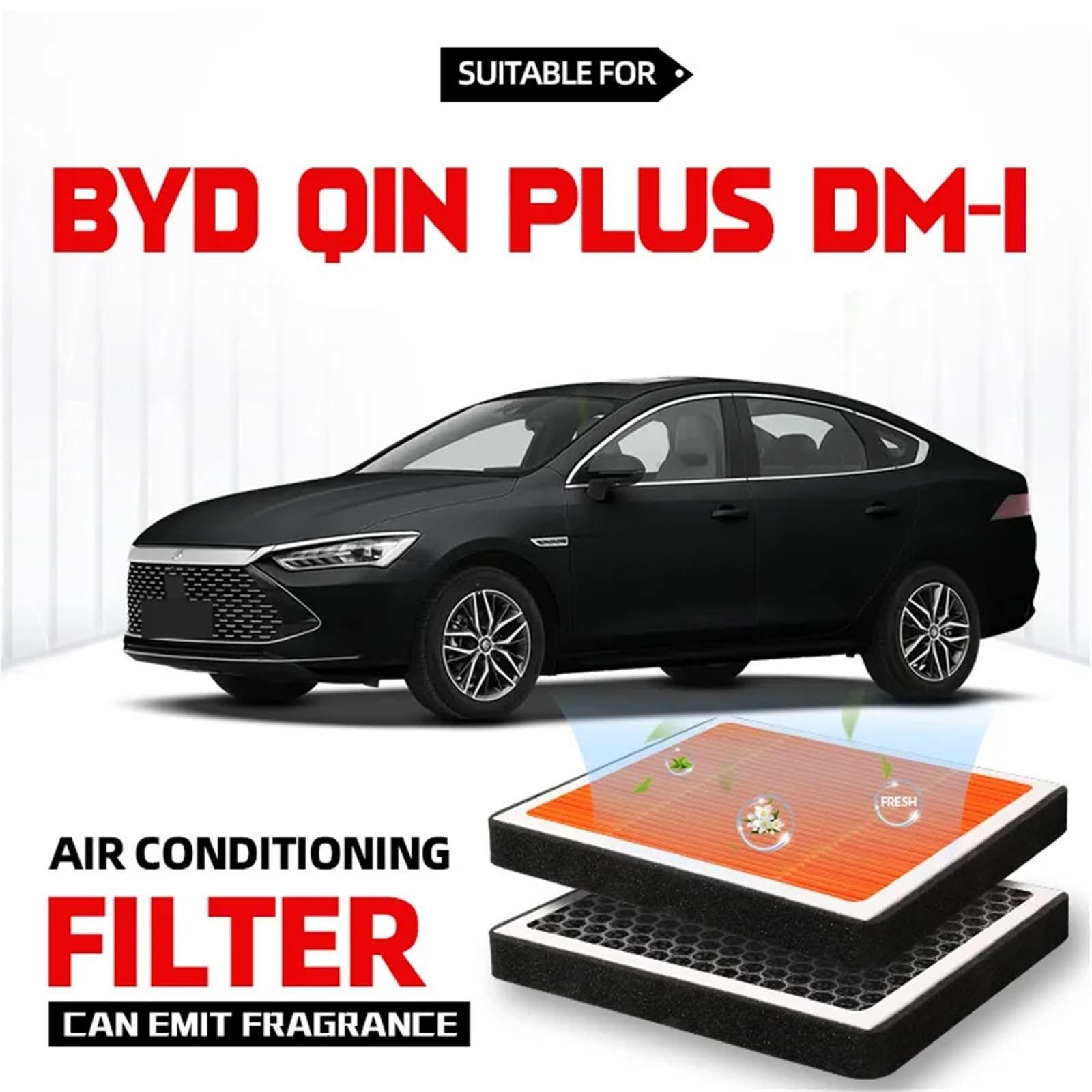 Adatto per filtro abitacolo BYD Qin PLUS DM-i Filtro aria Filtro aria condizionata a carbone attivo con fragranza per purificare l'auto Filtro aria cabina