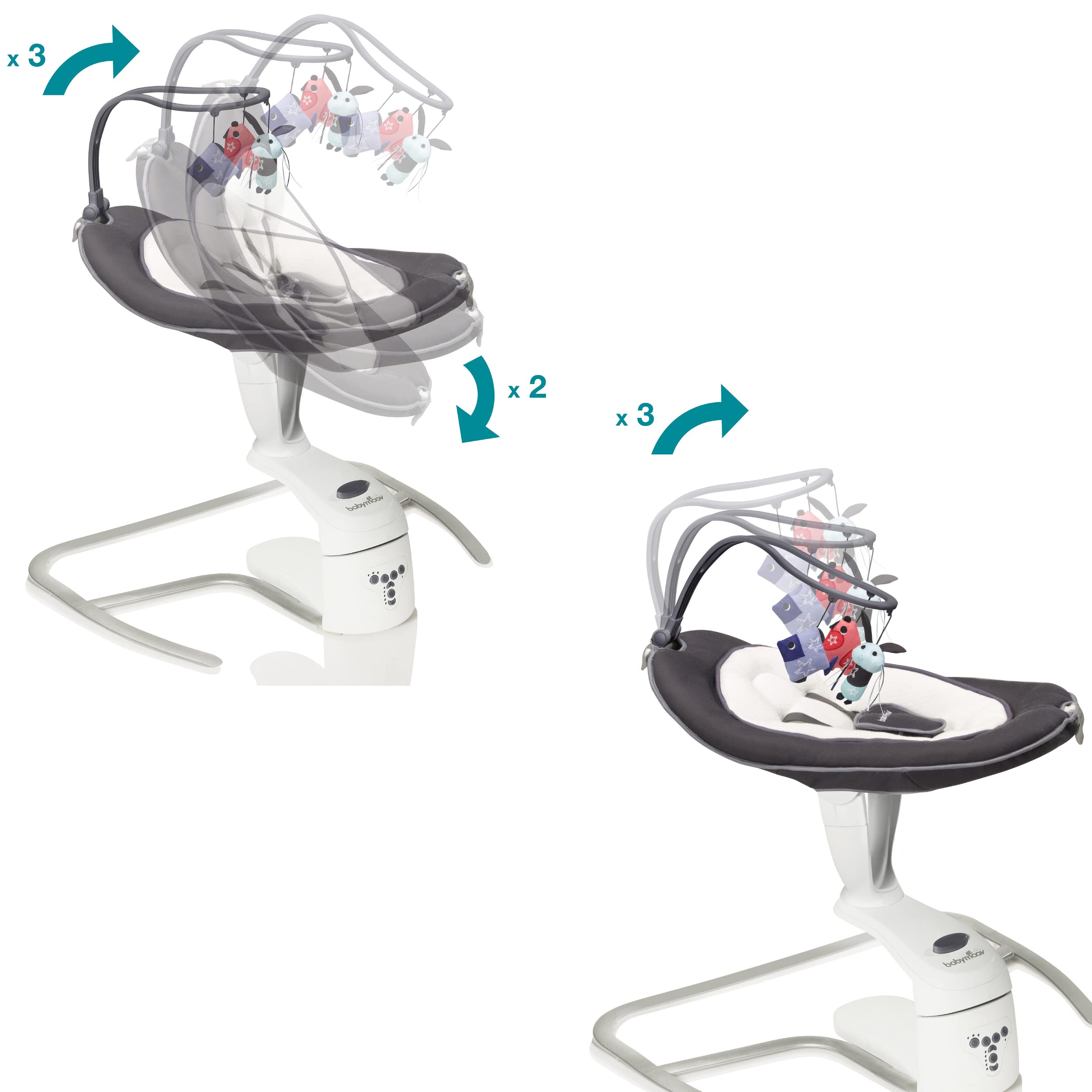 Babymoov Babyschaukel Swoon Motion Zink - inkl. 8 Melodien, 360° Sitzfläche, verstellbare Rückenlehne und Bewegungsmelder, 1 Stück (1er Pack)