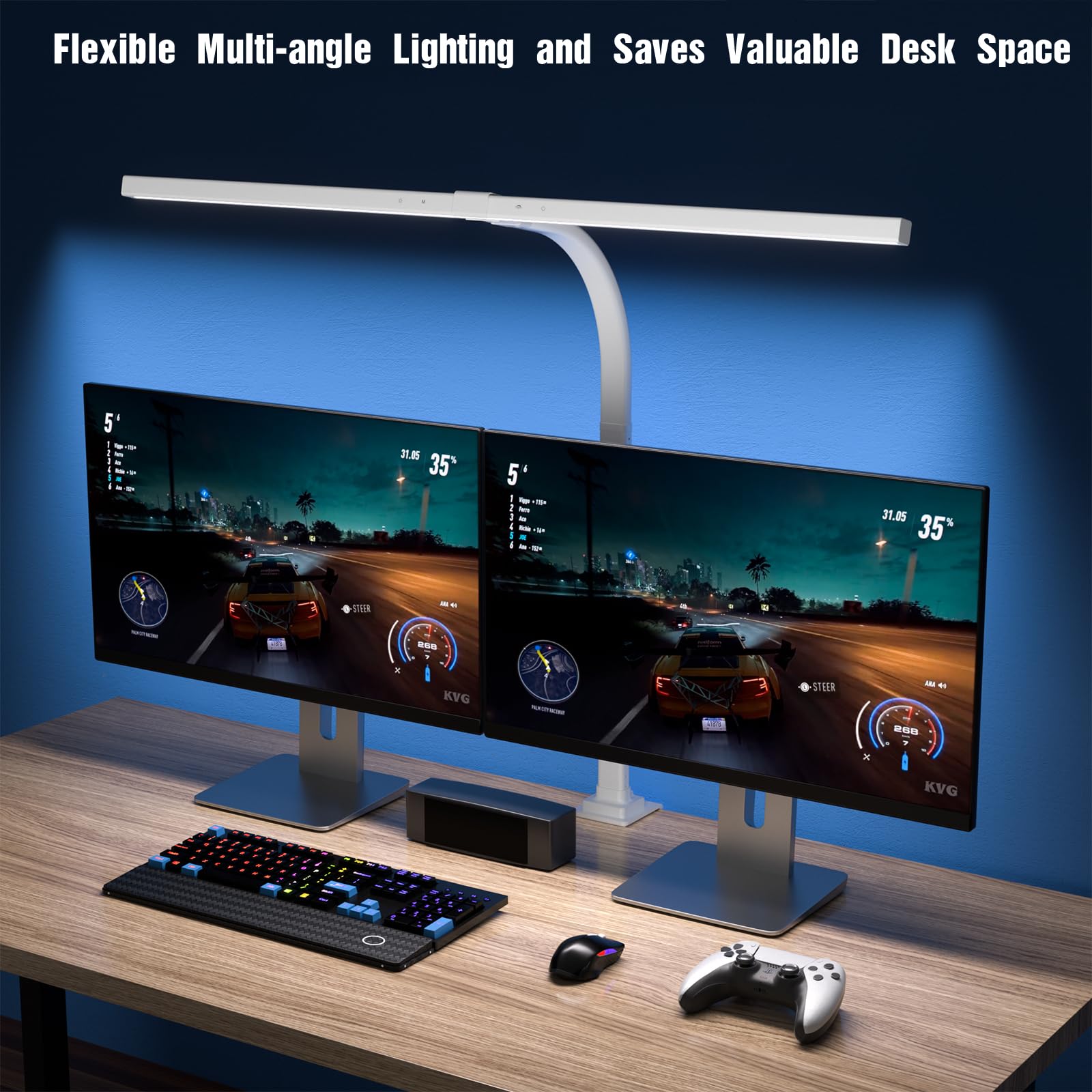 EYOCEAN Lampada da scrivania a LED oscuramento automatico, lampada da tavolo da ufficio da 80 cm con morsetto con temperature di colore regolabili