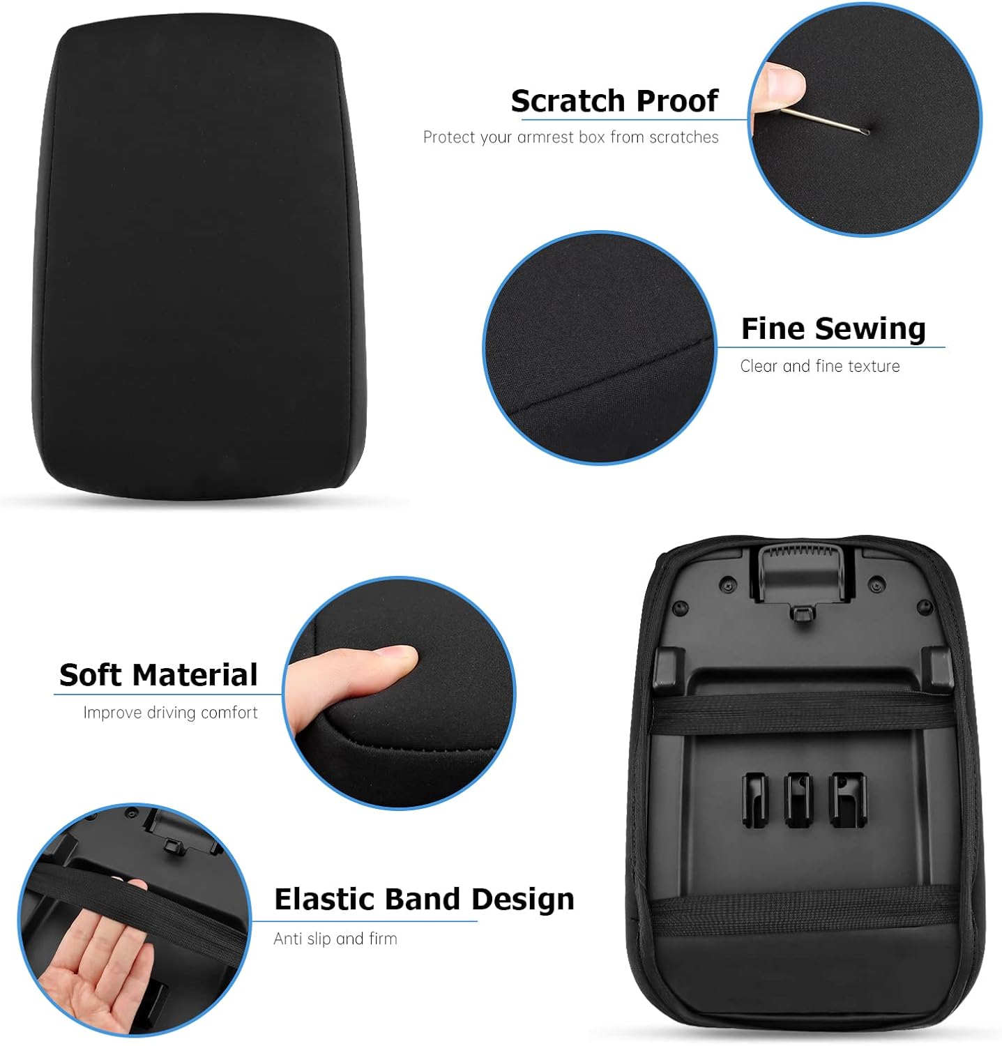 INTGET Car Center Console Cover for 2022 2023 2024 2025 2026 Nissan Frontier Accessories Neoprene Armrest Cover Middle Console Cover Center Console Lid Protector Replacement (Neoprene)