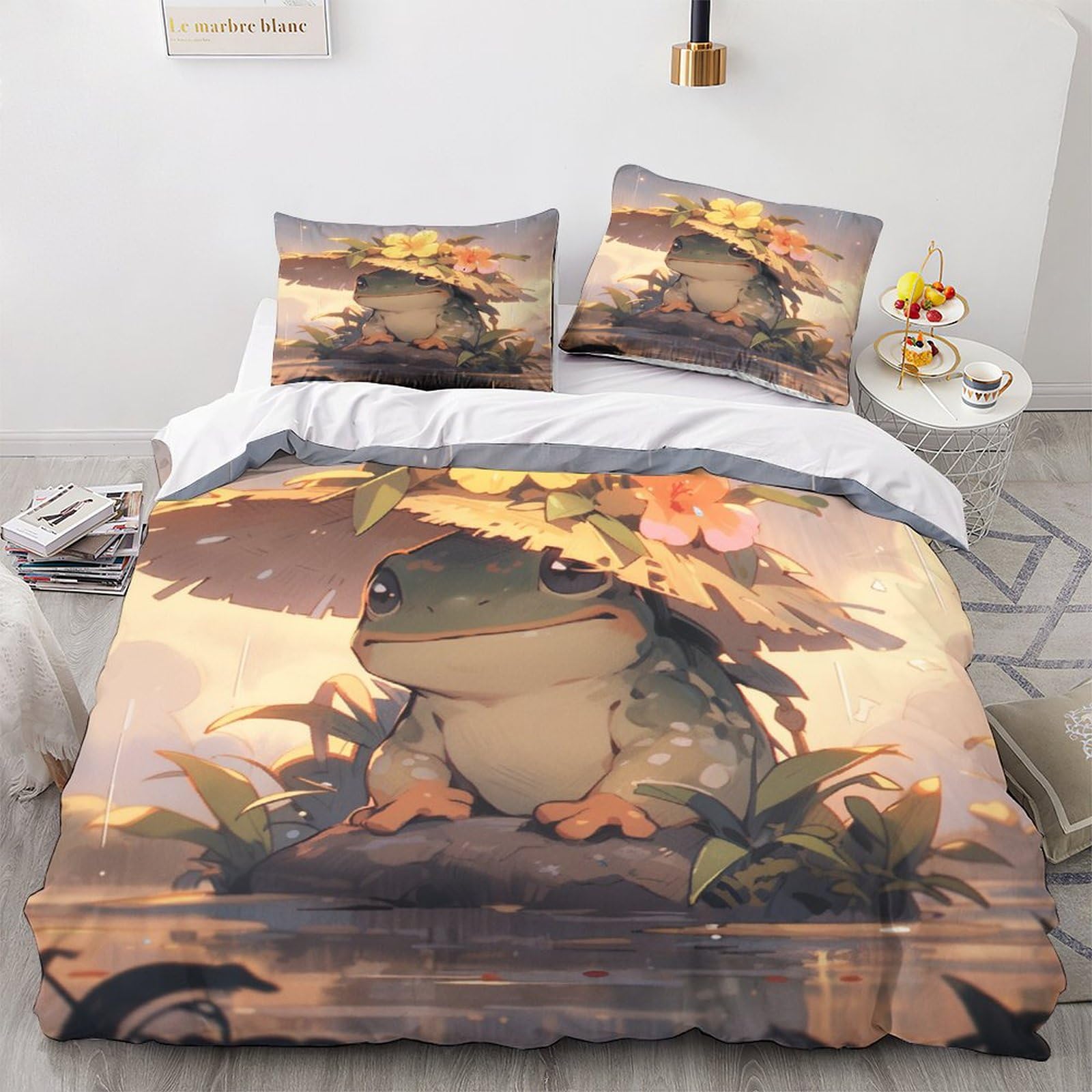 Parure de lit animal adorable pour chambre d'enfant avec housse de couette imprimée 200x200cm