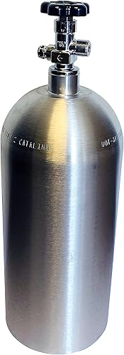 Cilindro del tanque de aluminio del dióxido de carbono del CO2 de 10 libras con la válvula de cromo, acabado cepillado a máquina