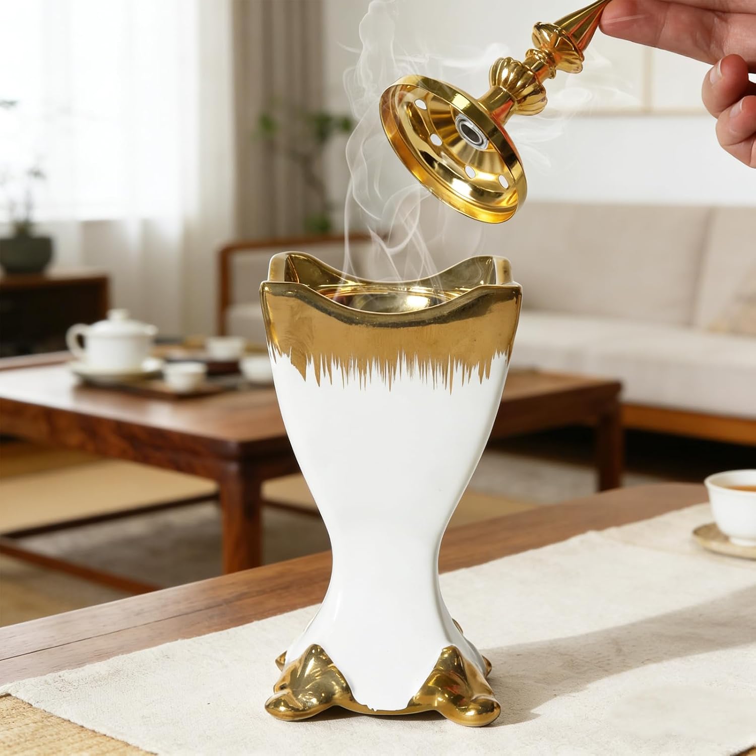 Bakhoor Incense Burner Holder 9.53in Height Stable Ceramic Incense Burner
