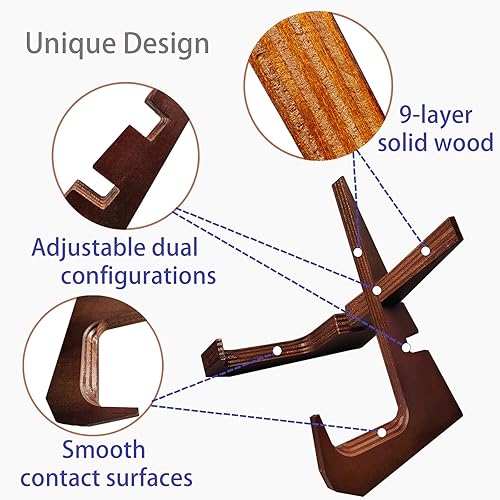 Miniatura 4 de Soporte para libros de cocina para encimera de cocina con capacidad para libros de 600 páginas, elegante soporte rústico de madera para exhibir