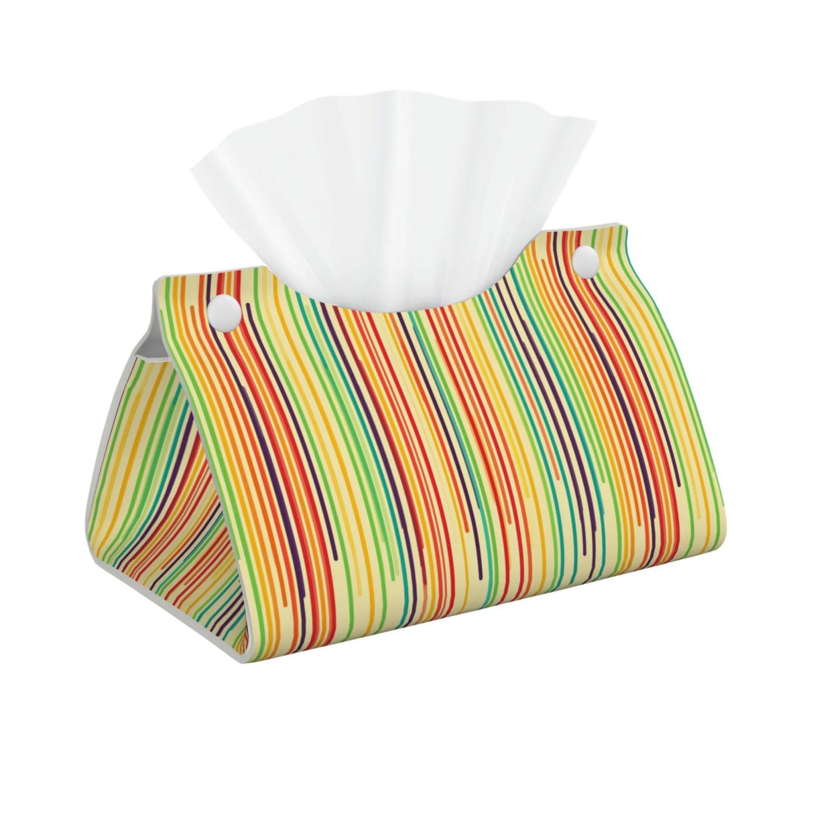 Vertical Rainbow Stripes Tissue Box Cover Rectangle Pu Leather Tissue Box Holder for Car Bathroom Bedroom Desk Tabletop Decor