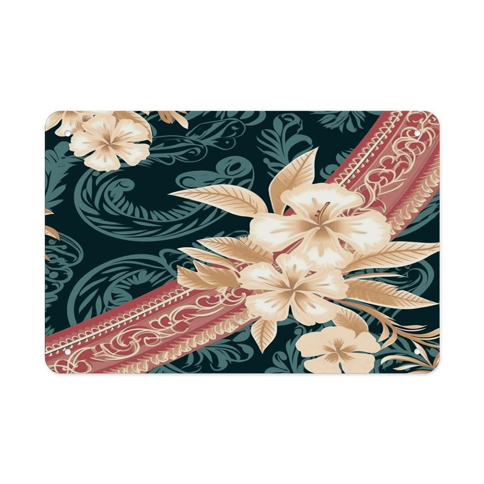 Fodpand Style Elegant Hawaiian Pattern Wall Art Metal Signs Tin Sign