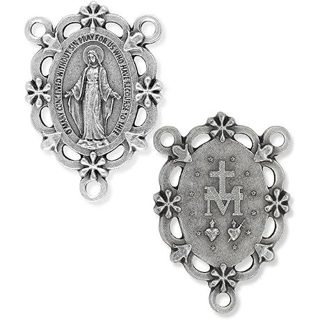 Large Ornate Miraculous Medal Center for Rosary Making