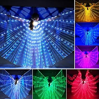 Asas de LED Isis que acendem Asas de Fadas Asas de Dança do Ventre, Fantasias de Asas de Dança de Anjo, Asas de Borboleta com Bastões Telescópicos para