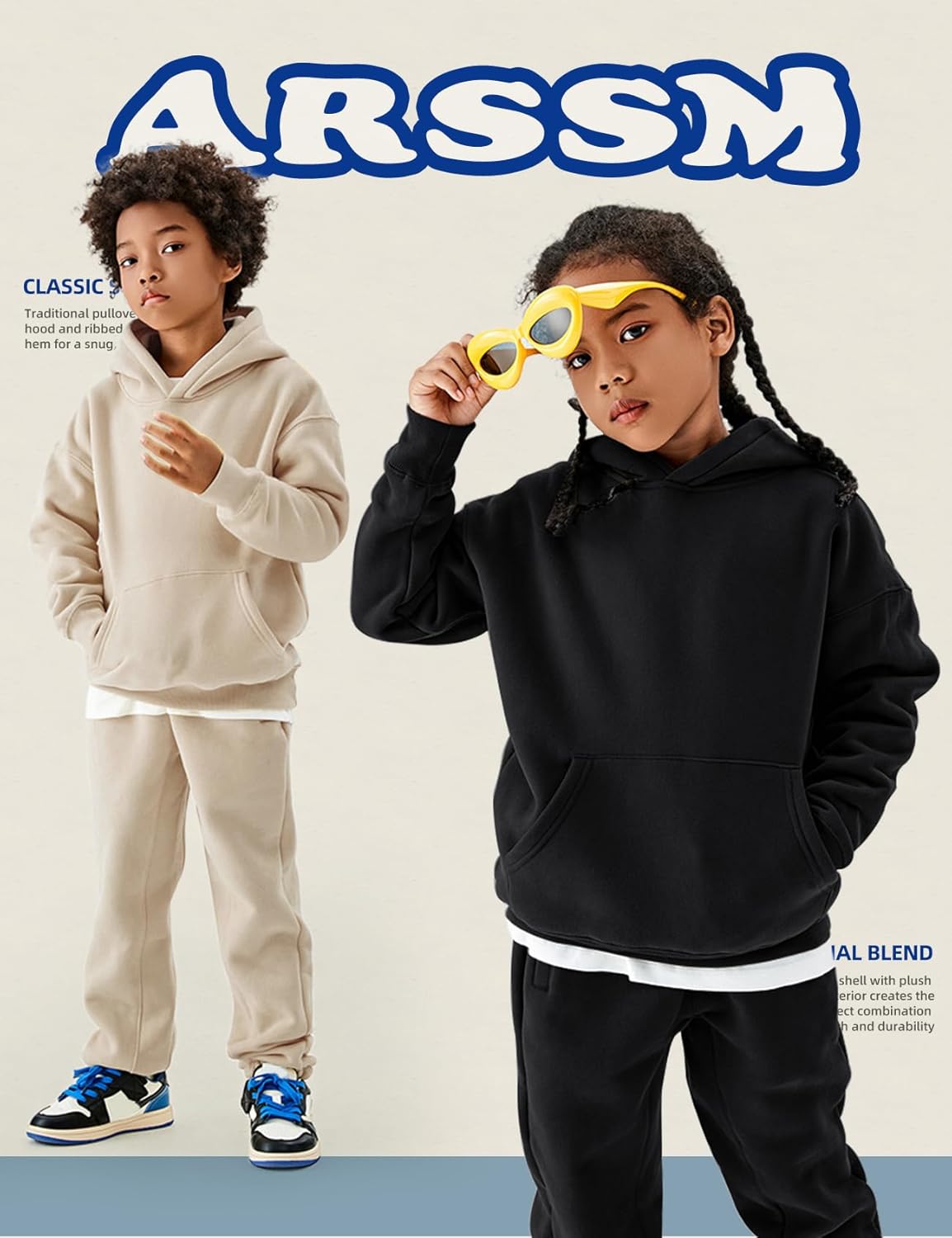 Arssm Girls Boys Sweatsuits Fleece 2 Piece Outfits Pants Set Hoodie and Sweatpant Set Kids Athletic Fleece Tracksuits - Image 4