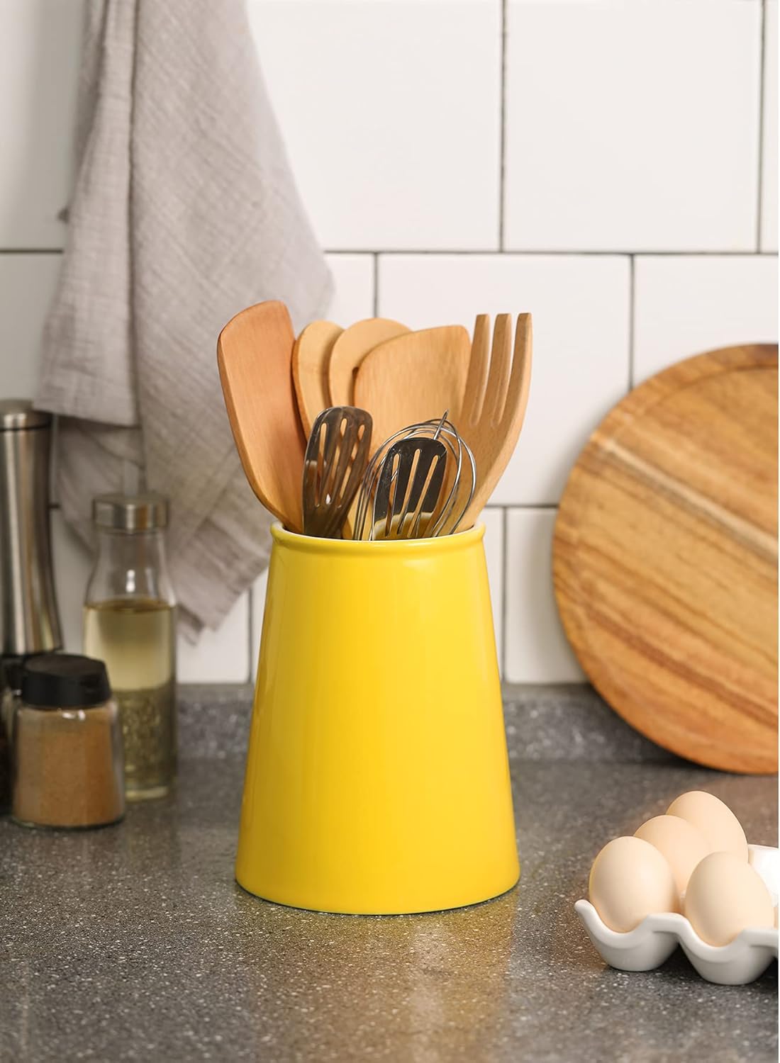 Sweese 801.119 Porcelain Utensil Holder for Kitchen, Vibrant Yellow : Home & Kitchen