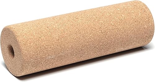 Go4Cork Rodillo de yoga de corcho y rodillo de masaje para masaje, estiramiento, alivio de la tensión y más Rodillo de yoga antideslizante,