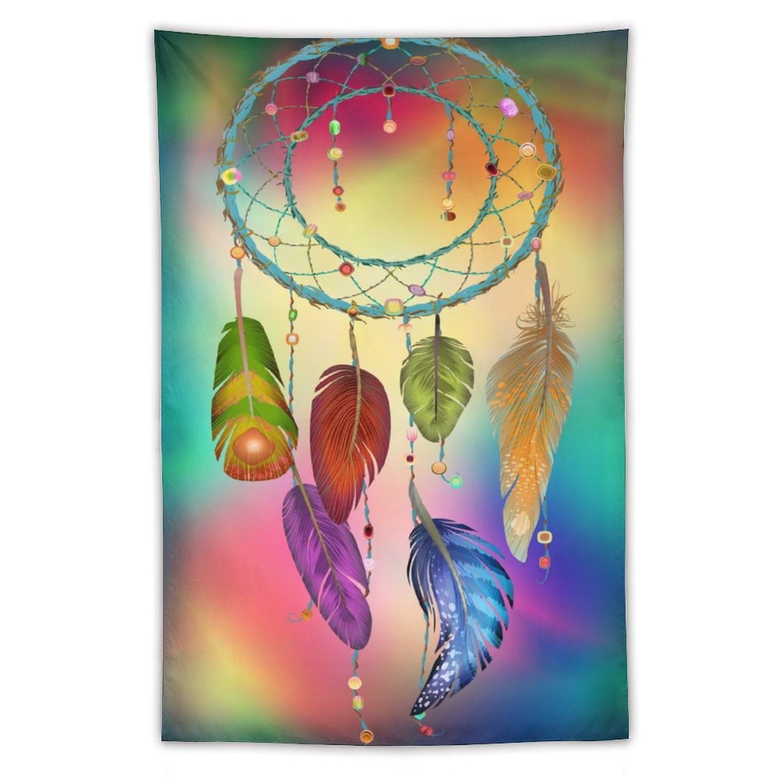 Supdreamc Wall Hanging Tapestry Poster Dreamcatcher Colorful Print Hippie Hippy Bedding Tapestry for Bedroom Home Dorm, Party, Bohemian Backdrop Accessories - 60x40 Inch