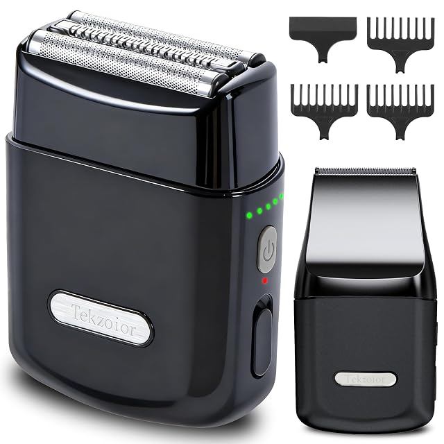 Mens 2-in-1 Rechargeable Foil Shaver Hair Clipper Beard Sideburn Grooming Trimmer 3 Floating Blades Electric Razor 7200RPM High-Speed
