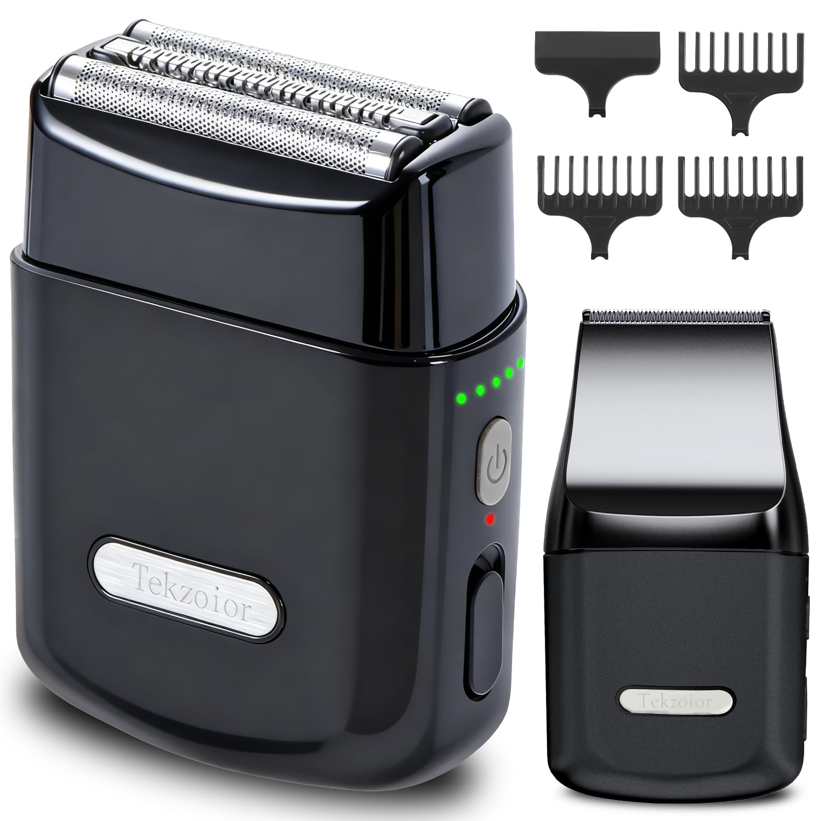Mens 2-in-1 Rechargeable Foil Shaver Hair Clipper Beard Sideburn Grooming Trimmer 3 Floating Blades Electric Razor 7200RPM High-Speed