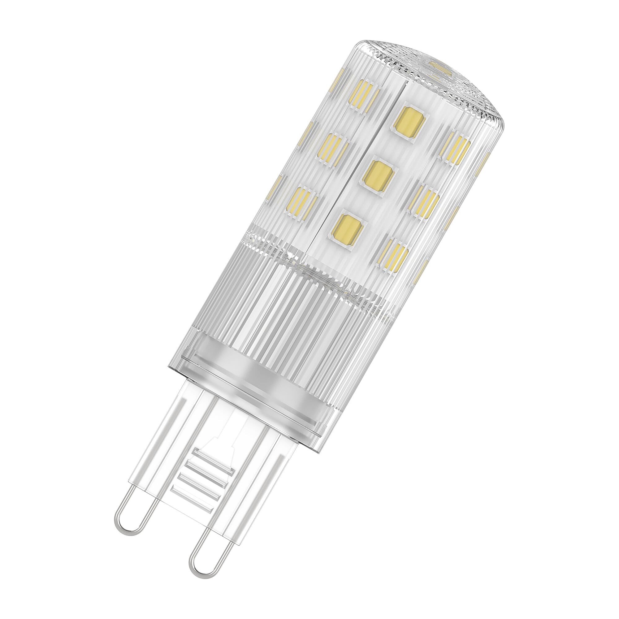 Osram LED PIN multicolor LED-Lampe mit Retrofit-Stecksockel G9, 4.9 W / 806 lm, klar, warmweißes Licht mit 2700 K, nicht-dimmbar, IP20, bleifreies Glas, 18 mm Durchmesser.