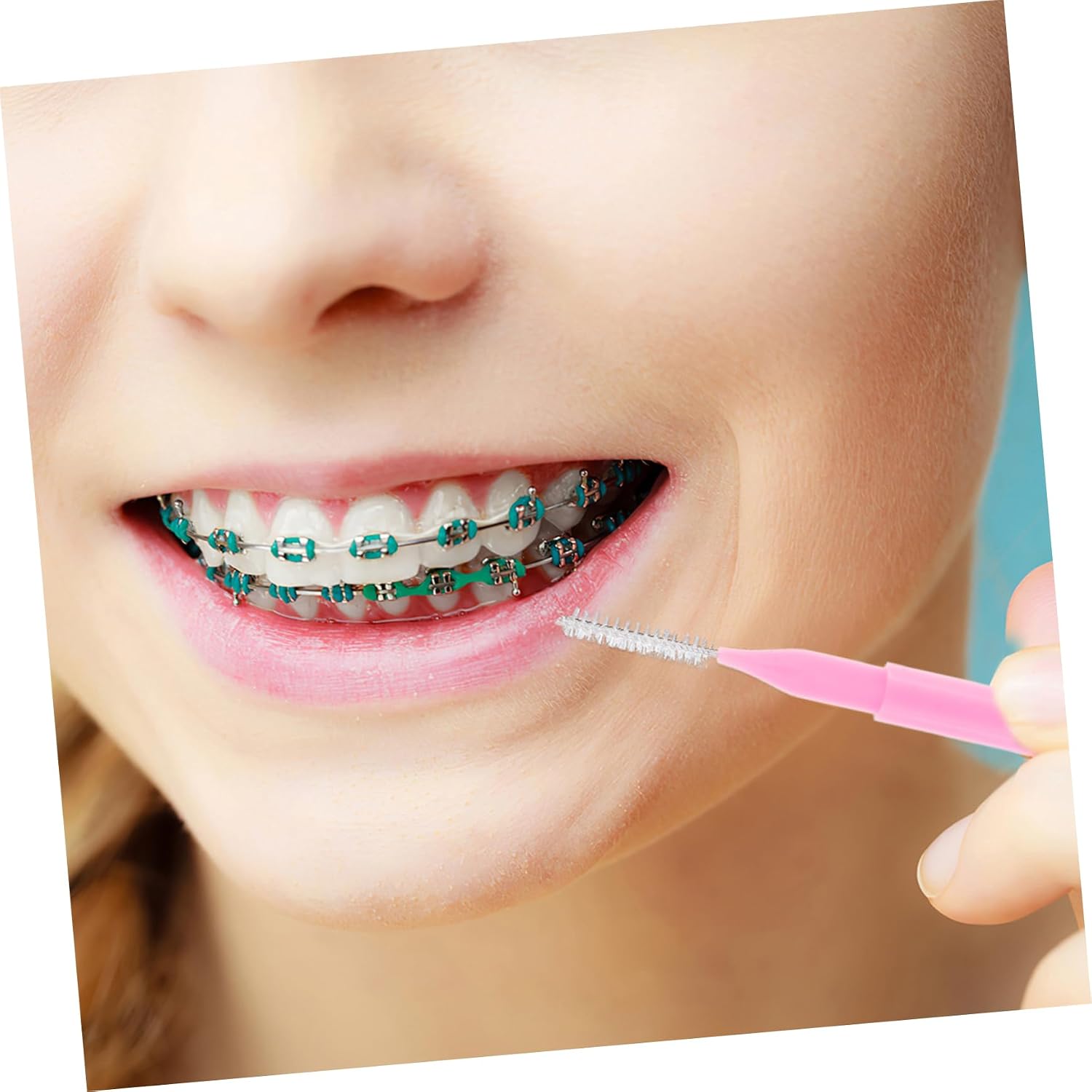 GARVALON 100pcs Interdental Cleaning Brushes for Braces Soft Bristle Brush Spoolies Toothbrush for Braces and Dental Floss Picks