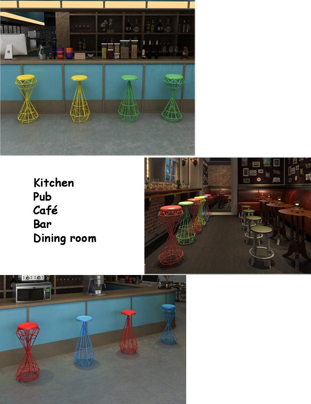 Vintage Industrial Stool for Bars Patio Bistro and Cafe Garden Chair Upholstered Footstool Bar Stool Around The Chair Dining Chair Breakfast Stool max. 200 kg Load Size:Seat Height:75cm Colou