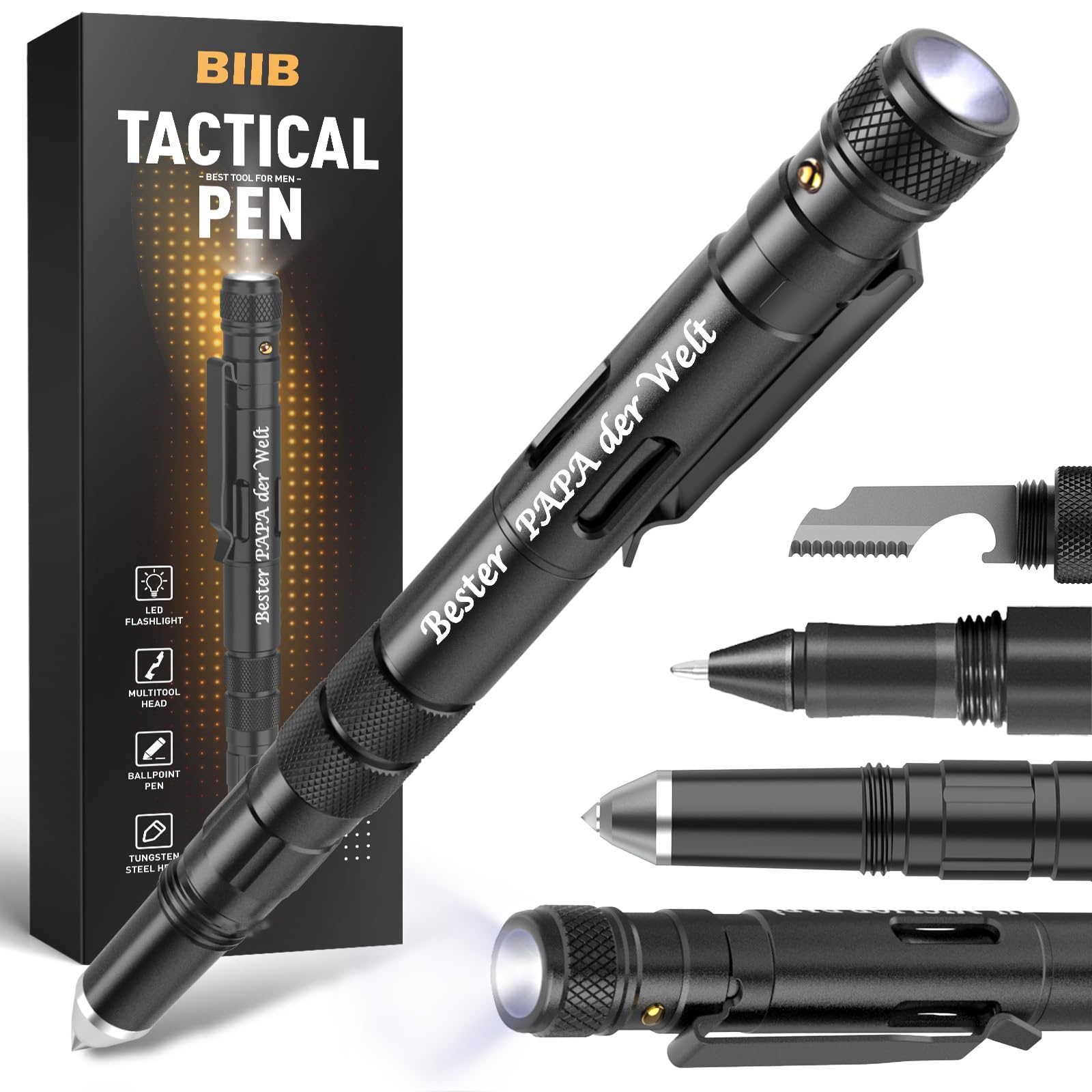 BIIB Geschenke für Männer, Multitool Pen mit LED Gadgets, Geburtstagsgeschenk für Männer, Feuerwehr Geschenke, Männergeschenke Geburtstagsgeschenk Papa Geschenk Vatertag