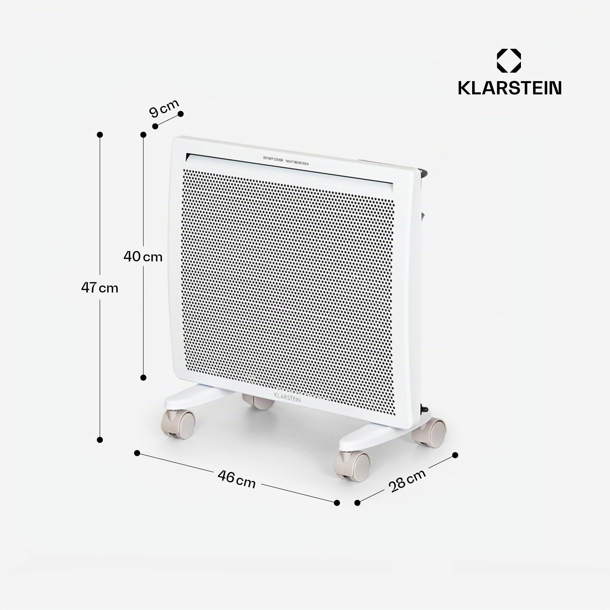 Klarstein Radiador Bajo Consumo Electricos para Casa, Estufa Electrica de 1000W, Radiadores Electricos Infrarrojo con Detección de Ventanas Abiertas, Calefactor Portátil, Ocupa Poco y es Silenciosa