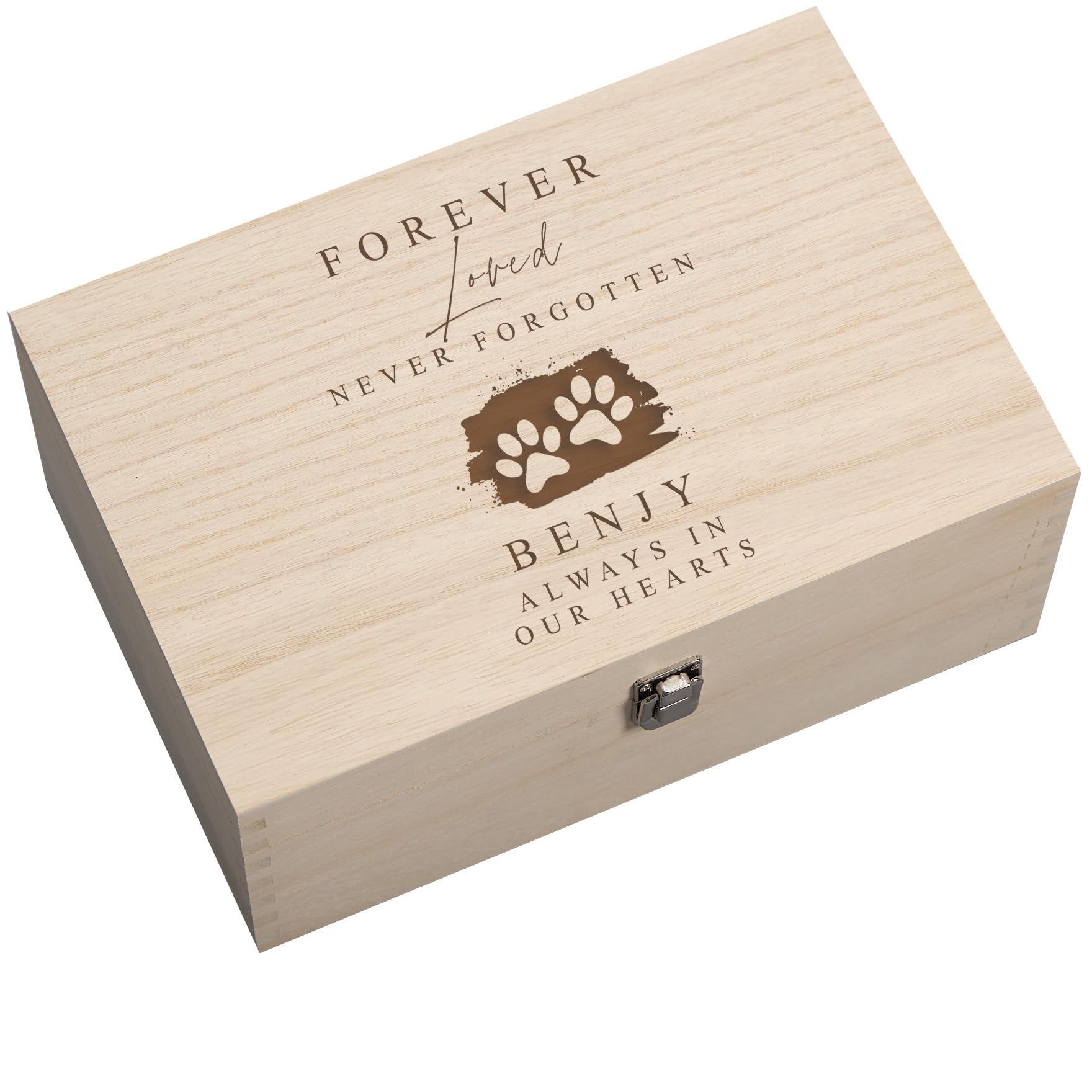 ukgiftstoreonline Forever Loved Pet Loss Memorial Keepsake Box, Personalised Pet Memory Box with Engraved Message