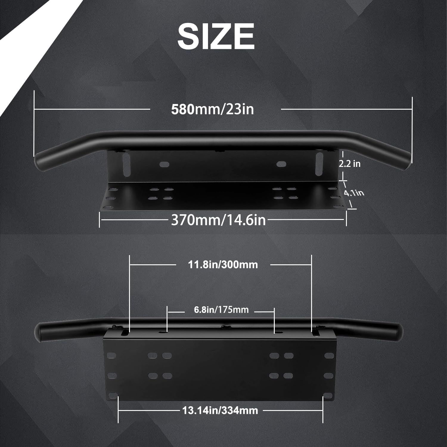 Front Bumper License Plate Mounting Bracket for 2023 2024 2025 2026 Chevy Colorado/GMC Canyon, Auxiliary Offroad Lighting Pod Holder Bullbar Style Sturdy,Black
