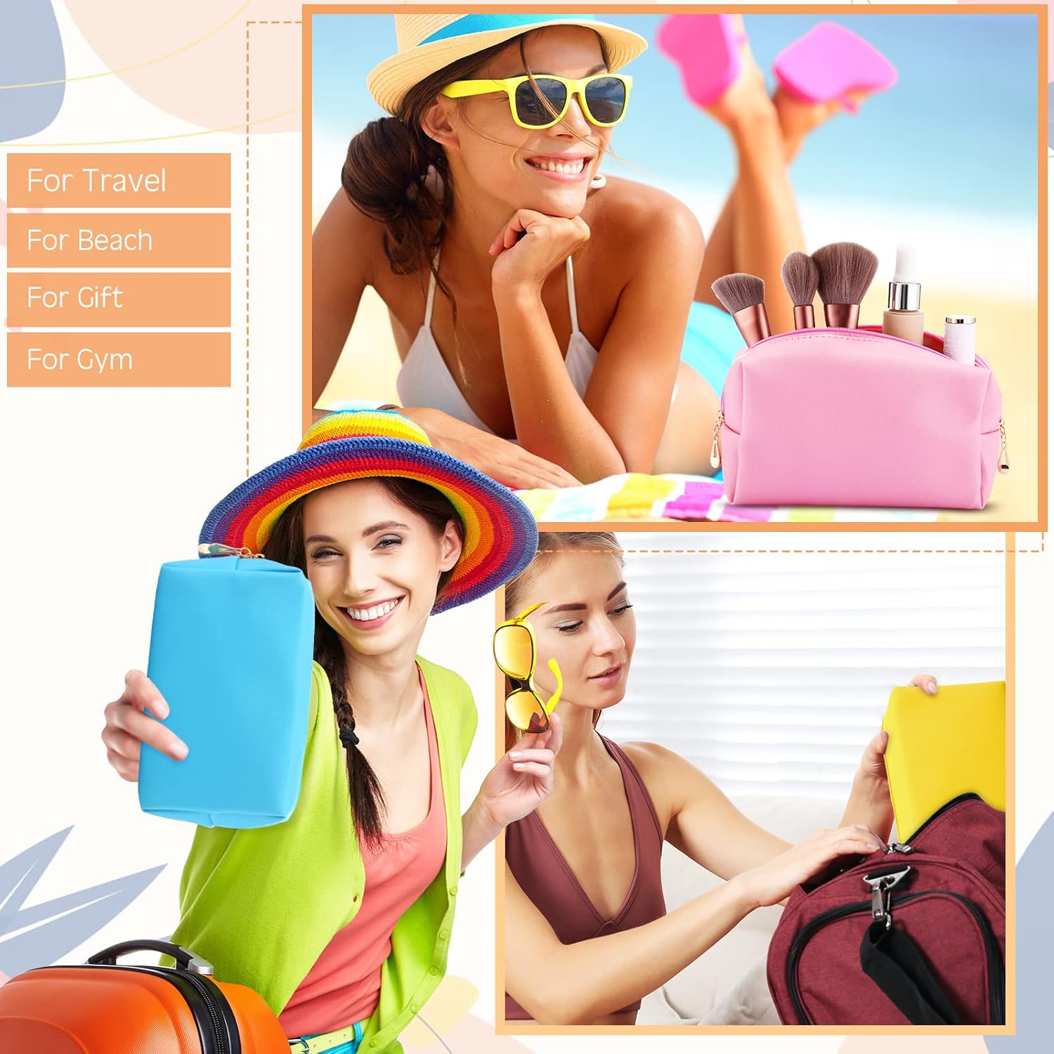 Kigeli 15 Pcs Aesthetic Makeup Bags PU Leather Cosmetic Pouches Waterproof Plain Toiletry Bags Makeup Pouches Bulk for Women Party Gift Travel Storage Organizer (Macaron) - Image 7