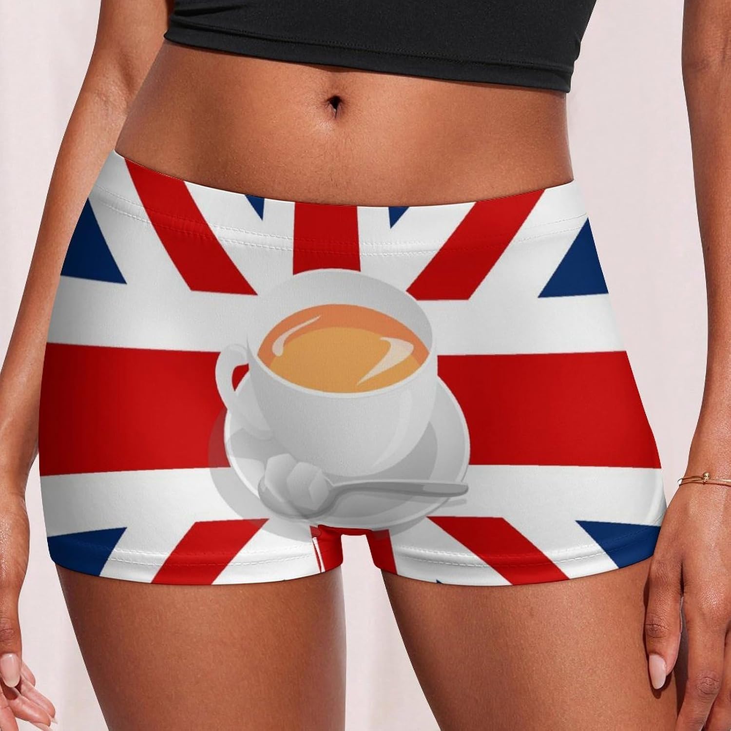 British Flag With Tea Funny Women's Boxer Briefs Breathable Underpants Trunks Stretch Underwear
