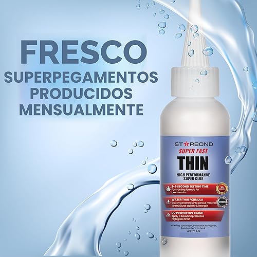 Miniatura 2 de Starbond EM-02 Adhesivo de cianoacrilato (CA) instantáneo, fino y superrápido, de calidad superior, superadhesivo, más tapa extra y micro puntas