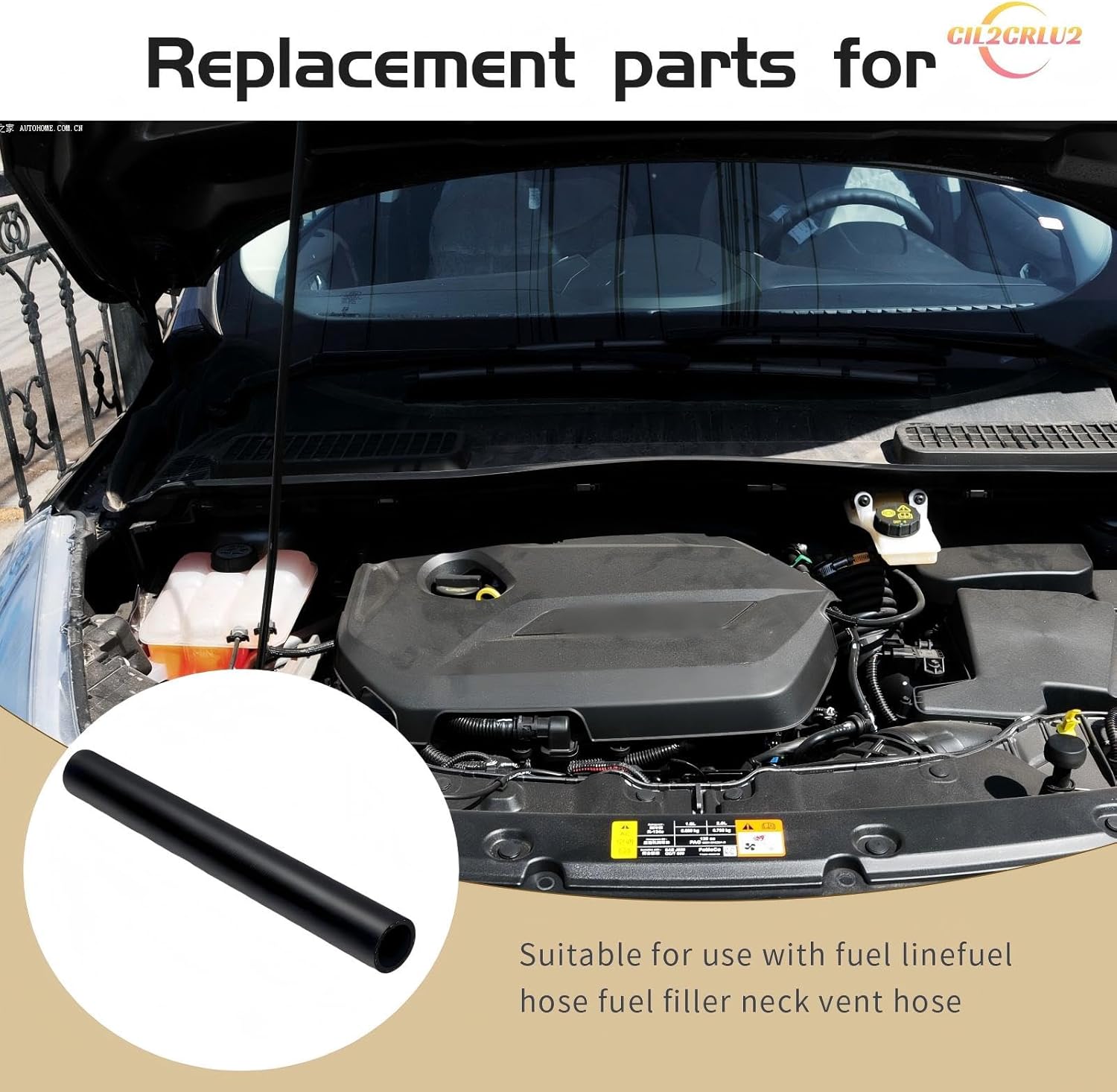 1 3/4" Gas Tank Filler Hose with 4 Clamps,Reinforced Gasoline Fuel Filler Neck Hose (Straight, 15 7/8" Long,1.75" ID)