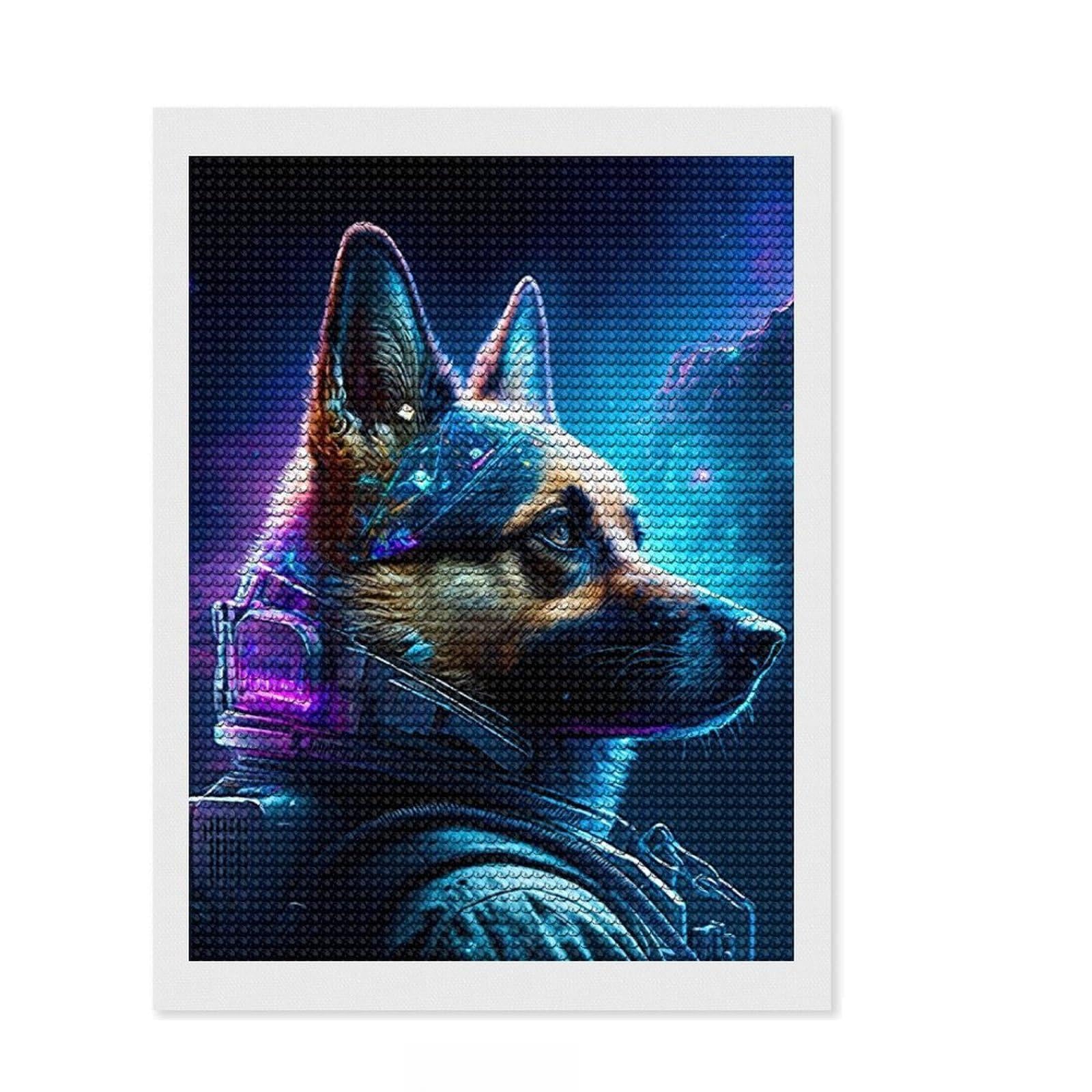 Junmoney Shepherd DIY Diamond Art Canvas Kit 12"x16", for Adults, Full Kit Included, Cosy Home Accent, Festive Craft Gift