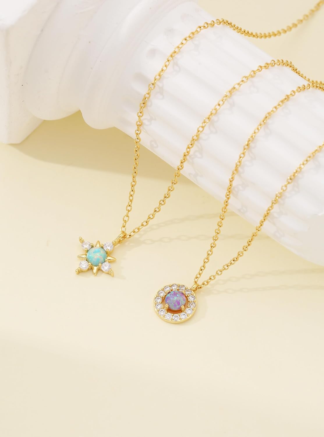 Pendant Necklace for Women Dainty Opal Necklace Non Tarnish Gifts for Her Mom Wife Friend 16"+2" Inches - Image 6