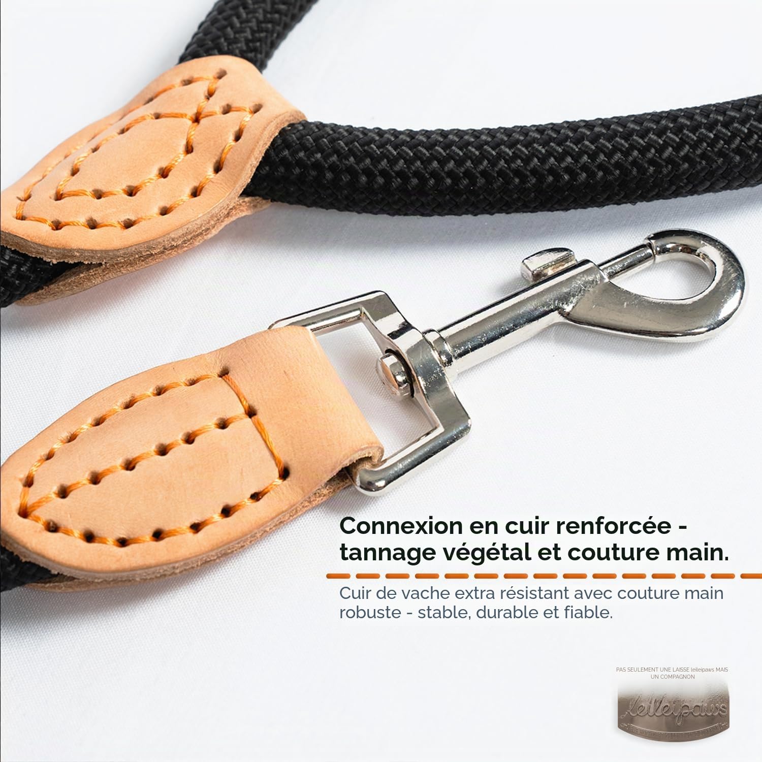 Laisse en corde pour chien - En nylon - Pour chiens de petite, moyenne et grande taille - Légère avec boucle - Pour petits chiens - Robuste - Kaki - 3 m x 1,2 cm