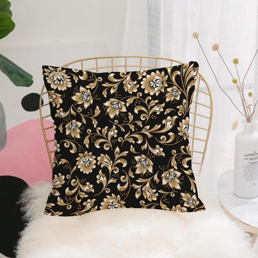 HYMSXW Cushion Cover,Throw Pillow Case Home Decorative for Living Room Bedroom Sofa Chair 20X20 Inch,Floral Silhouette Ornament Curl Dekorative Folk Native Leaves Traditional Funny,Pillowcase 50X50cm