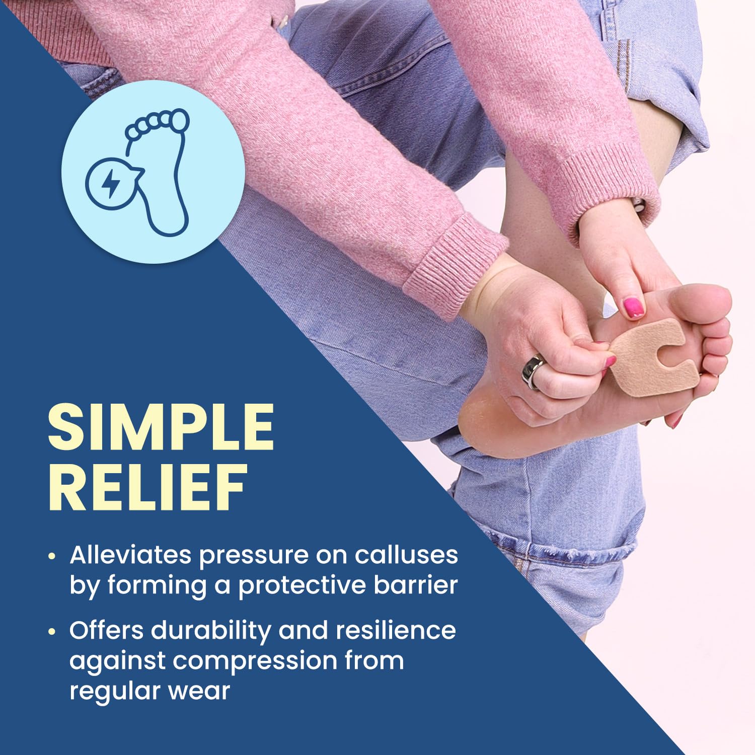 Aetna Foot Products - Adhesive Felt U-Shaped Callus or Toe Pads, Pack of 100, 1/8" Thick