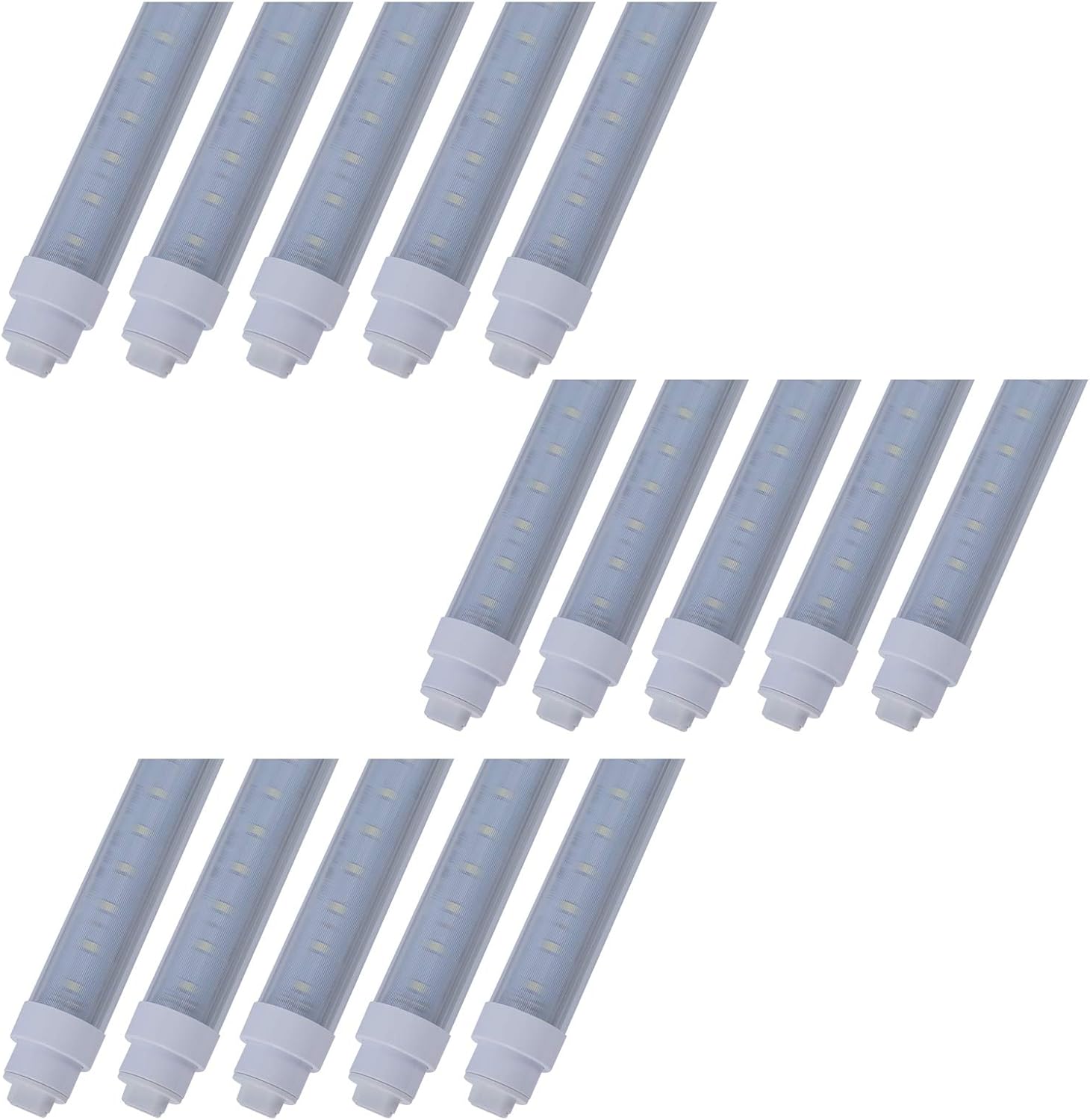 15 Pack T10 6FT 48W LED Double Sided Tube Light Bulb,Rotatable R17D/HO Base,6 Foot Outdoor Double Sided Advertisement Sign Lighting,Replace T8 T12 Fluorescent Light,Daylight White 6500K,Striped Cover