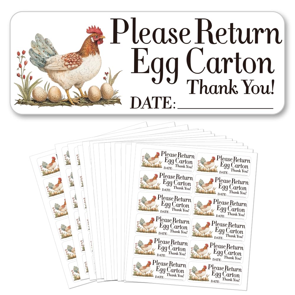 GOMAKERER 15 Sheets 180 Pcs Farm Fresh Unwashed Egg Carton Labels, Self Adhesive Egg Packaging Stickers Egg Carton Stickers Farm Fresh Eggs Stickers for Chicken Egg Carton Labels